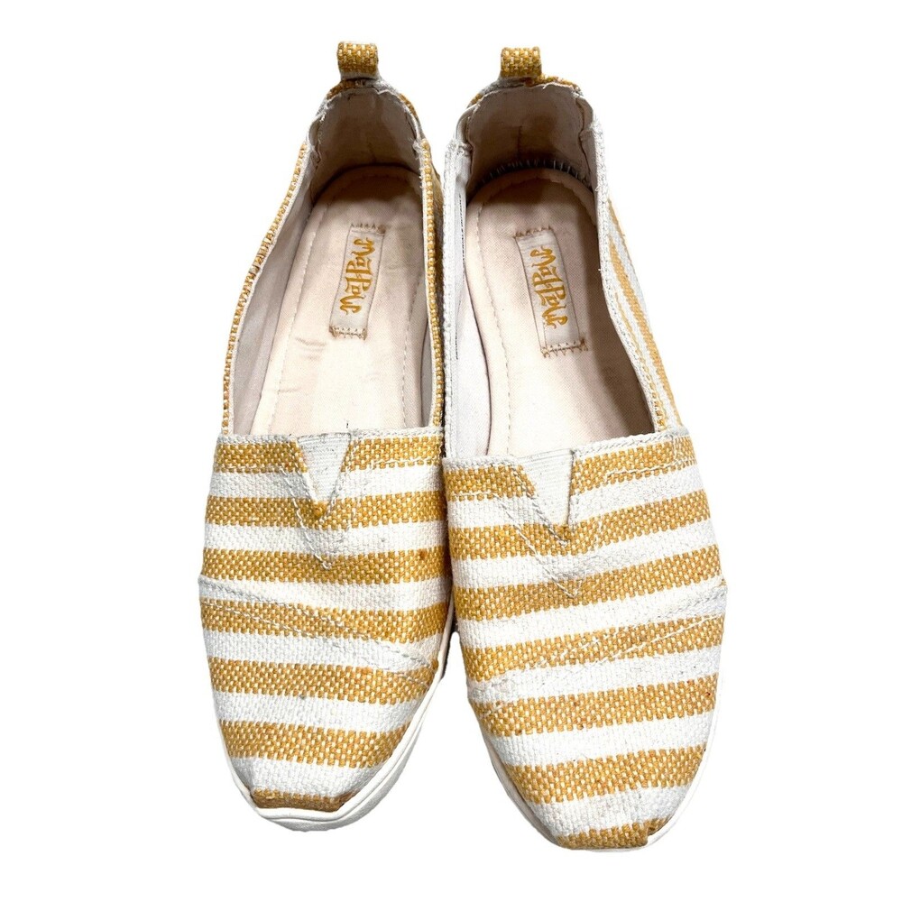 Mad Love Shoes Womens 8 Lydia Loafers Yellow White Striped Casual Comfort Flats